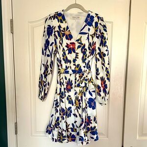 Taylor Long Sleeve Floral Dress - White, Blue, Yellow